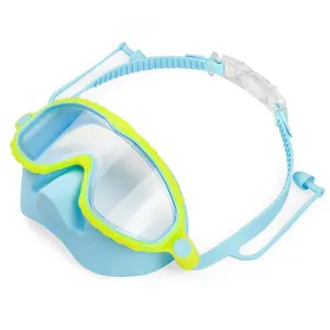 Children's Anti-Choking Sporty Swimming Goggles, High-Definition Anti-Fog Large Frame, Nose & Eye Protection, Wide-View Swim Glasses for Pool Water Sports