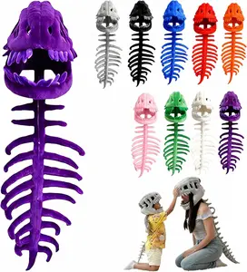 2026 Dinosaur Skeleton Costume–3D Spinosaurus Skull Mask Headpiece & Spine Tail for Halloween Cosplay Costume Party