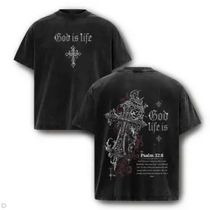 Gothic Crusader Revelation Tee – Vintage Charcoal Acid Wash Shirt featuring Medieval Knight Armor Art & Bible Verse for Spiritual Warfare Apparel