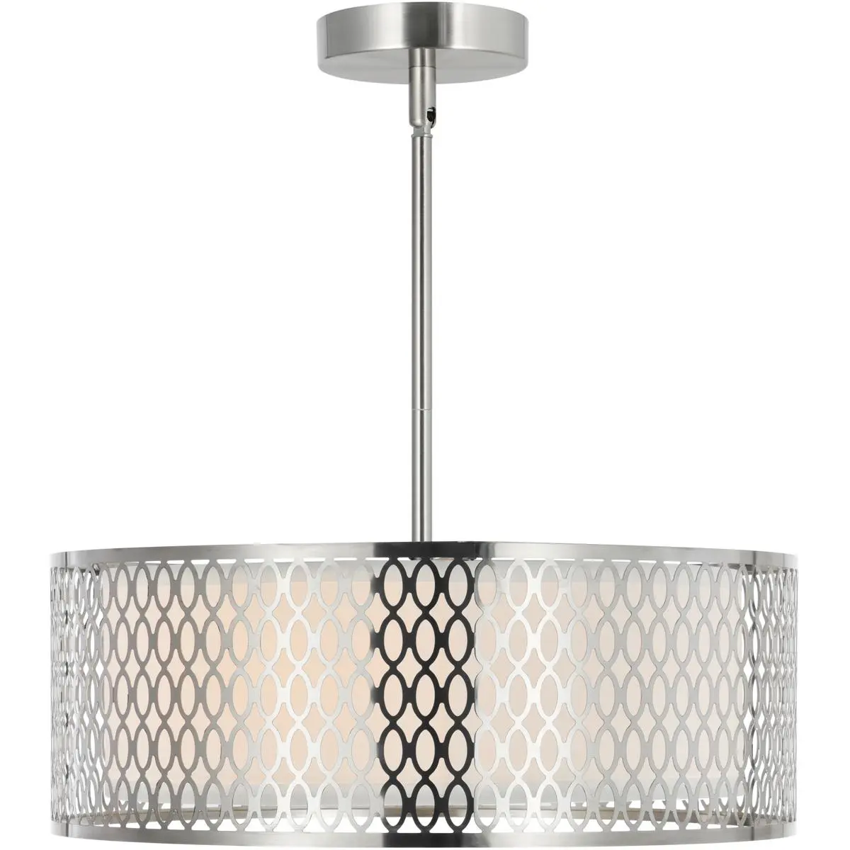 CWI Lighting Mikayla 3 Light 17 inch Satin Nickel Drum Shade Chandelier Ceiling Light 5555P17SN