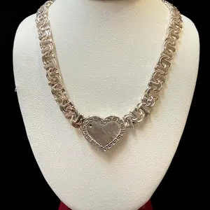 7 mm Heart link Style Chain Silver 55.3g)