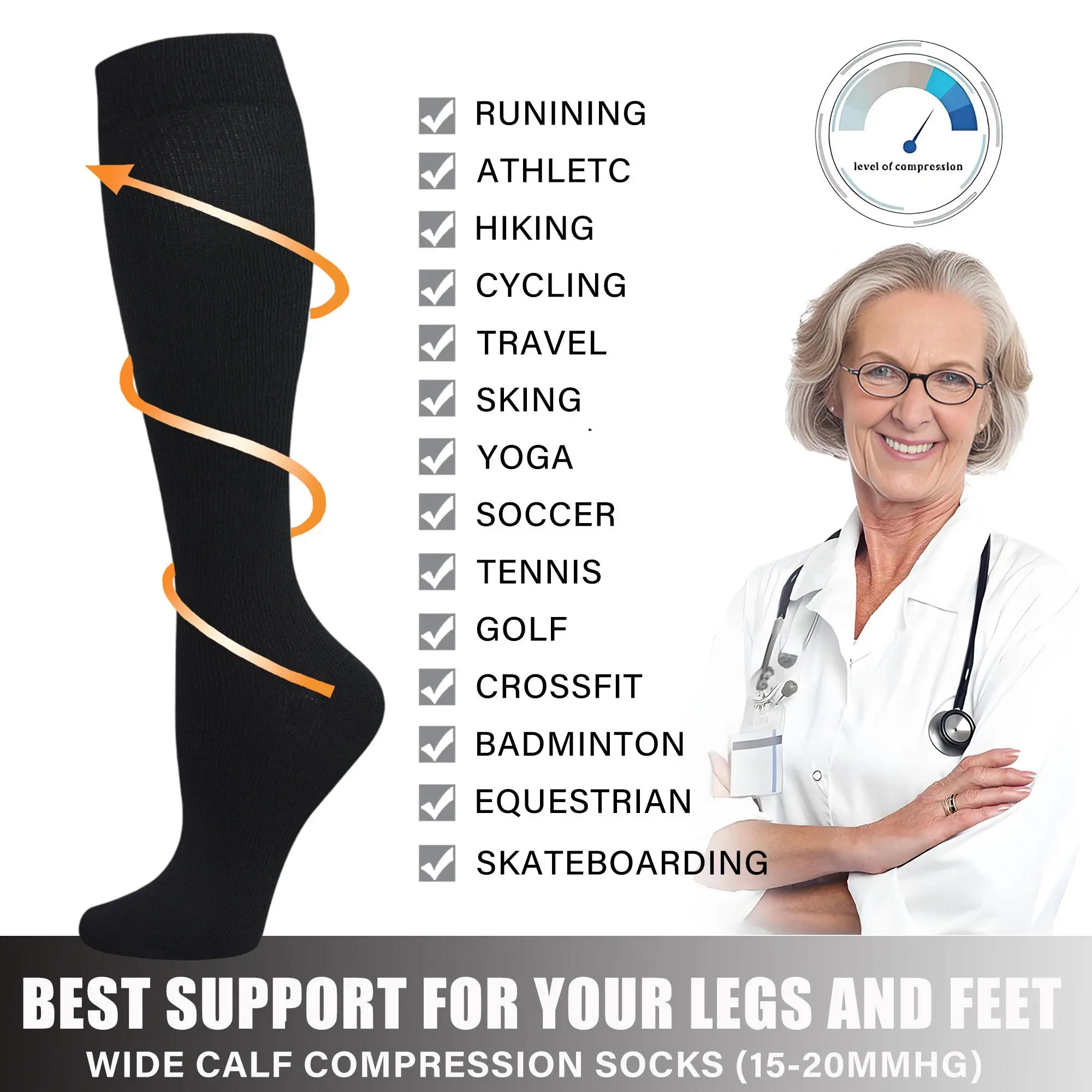 ISUNIE 8 Pairs Compression Socks for Men & Women, Breathable, Lightweight, Supportive & Stay-Up Fit for Running, Training, Workout, Travel & All-Day Comfort ISUNIE 8 Pairs Compression Socks for Men & Women, Breathable, Lightweight, Supportive & Stay-Up Fit for Running, Training, Workout, Travel & All-Day Comfort