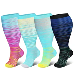 5 Pairs of Wide-Calf Compression Socks for Women & Men: Plus-Size Support Socks for Nurses, Running, Pregnancy, and Travel, 20-30 mmHg