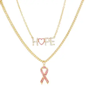 Gold Hope Pink Ribbon Chain