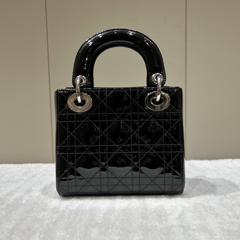 Pre-owned Dior Patent Leather Top Handle Christian Black Mini Lady Bag 61816843