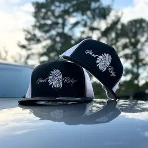 Yupoong Classic 5 Panel Chief in Black/White Snapback Fitted Snapback Cap