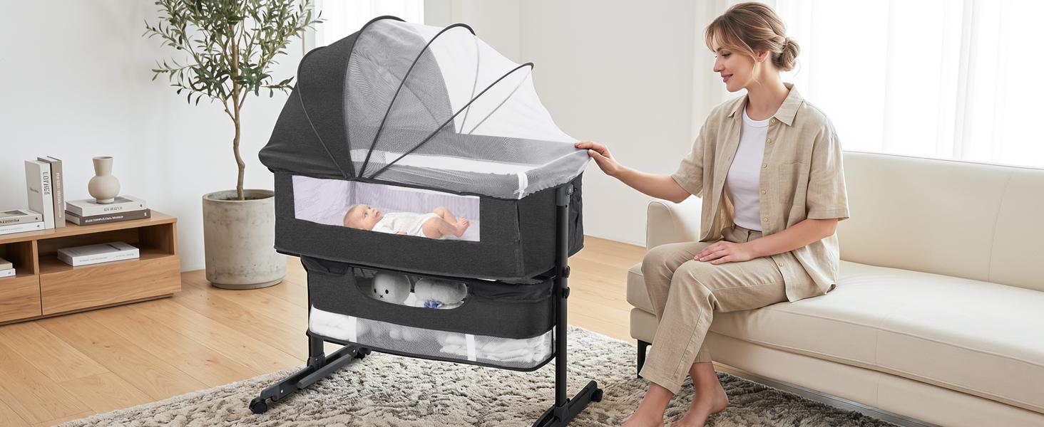 Baby Bassinet, Baby Basinet Bedside Sleeper, Easy to Fold Portable Crib Side Bassinet new Style Girl/boy bassinets