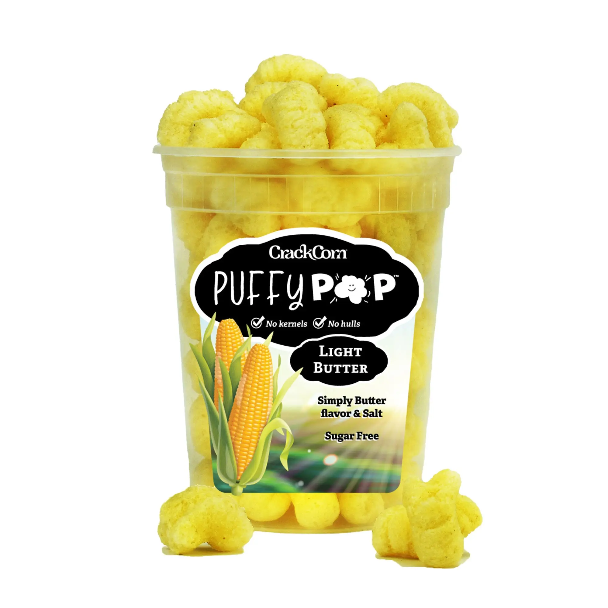 Light Butter (GF SF V) Puffy Pop Popcorn Puffs - No Kernels, No Hulls - Easy to Eat Snack