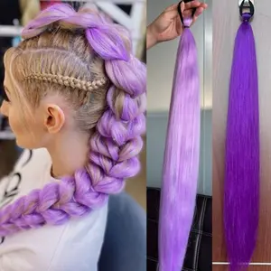 Women Synthetic Hair Extensions, Straight Colorful Braided Ponytail Braid, Synthetic Hair Braids, Elastic Band Included, Perfect for Women & Girls