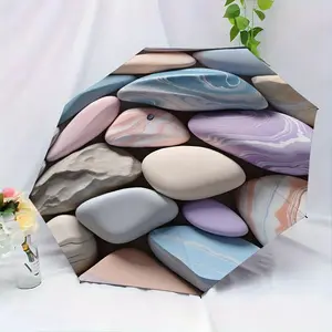 Automatic Folding Umbrella, Colorful Pebble Texture, 8-Rib Design, Portable, Durable, Ideal for Spring/summer, Gift for Valentine's/birthday