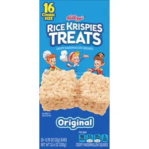 Rice Krispies Treats Crispy Marshmallow Squares, Kids Snack Box, Cereal Bars, Original (16 Bars)