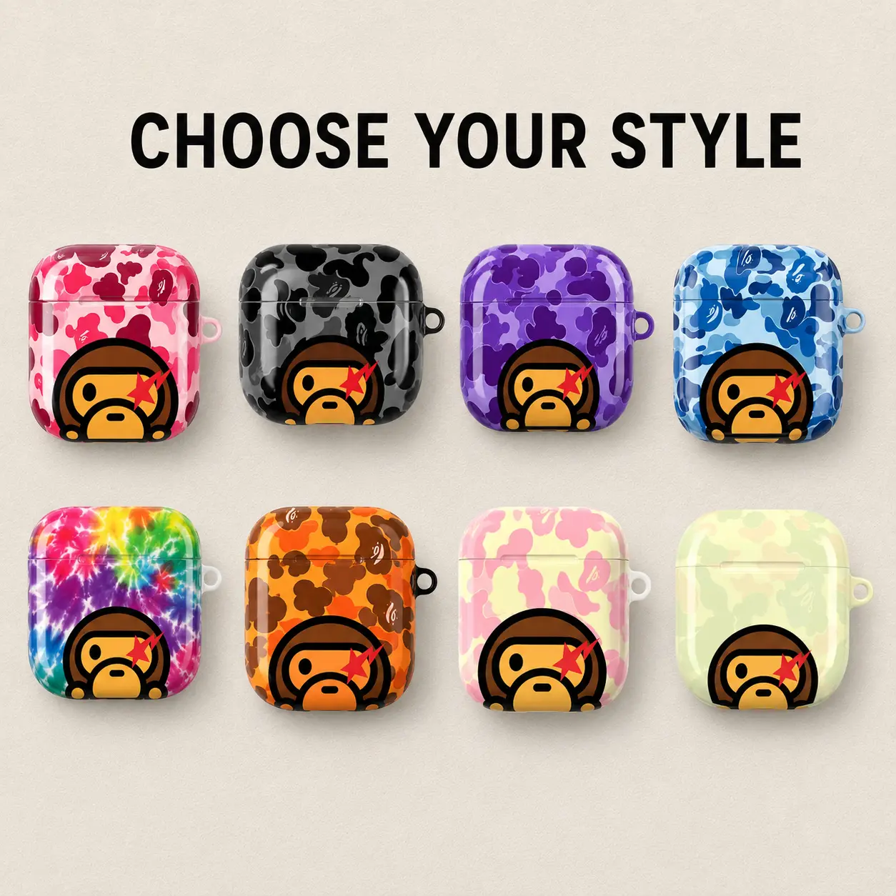 Colorful Urban Camo AirPods Case, Cartoon Monkey Shockproof Earbuds Cover For AirPods 1-4 And Pro, Gift