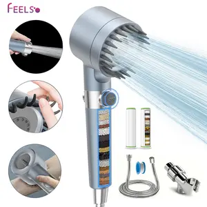 FEELSO Blue Filtered Shower Head with Handheld, High Pressure 3 Spray Mode Showerhead with 18 Stage Water Softener Filters for Hard Water - Handheld Shower Head-Remove Chlorine