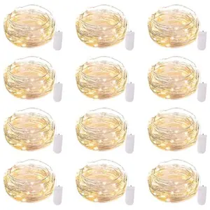 LED Fairy Lights - 7ft, 20 LEDs, Waterproof Silver Cord, Firefly Star & Moon Designs, Battery-Powered, Ideal for Weddings, DIY Projects, Outdoor Home Improvement Lighting