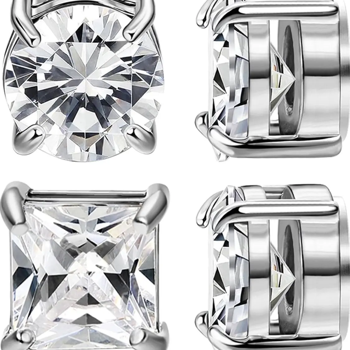 CZ Stud Earrings for Men & Women - Magnetic Closure (Non-Pierced)