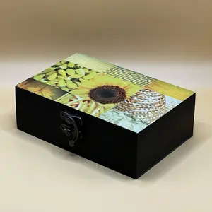 Chicago Custom Memory Box - Yellow, Handcrafted Wooden Storage Box with Soft Felt Lining, UV-Printed Design, Lid Included, 4x6 Inches finer  things  box Gift Organiser Container
