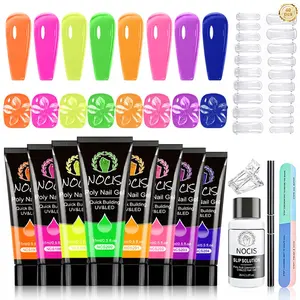 Nocis 8 Color 15ML High-End Pain-Free Extension Glue, Poly Gel Kit, Full Set Tools, No Damage Nail, Ultra Comfortable, Professional Manicure Kit