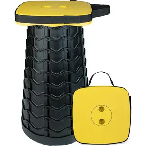 Upgraded Folding Stool Collapsible Portable Chairs Sturdy Heavy Duty 550lbs Load Capacity Telescopic Stool for Camping Travel Hiking (Yellow)