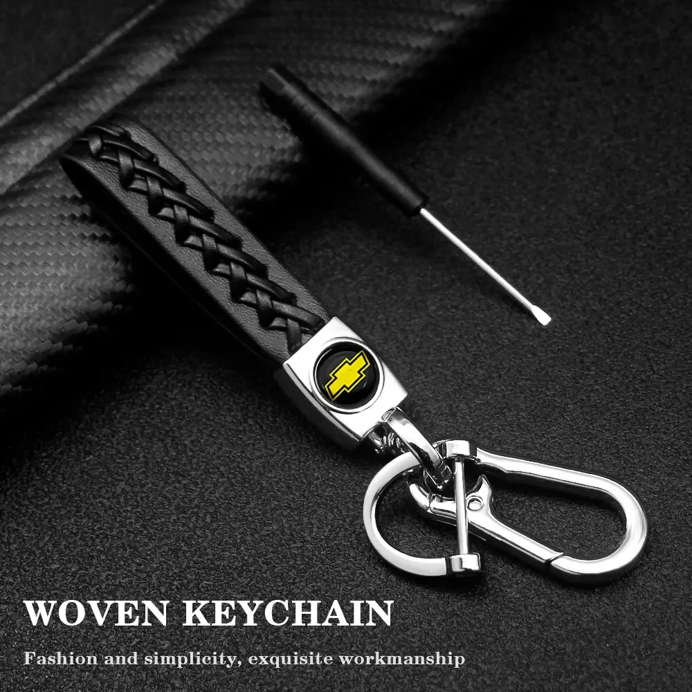Chevrolet Keychain Set, Durable & Stylish Car Accessories, Perfect Fit for Cruze Malibu Trax Equinox Models, Enhance Your Vehicle Look, Leather Keychain
