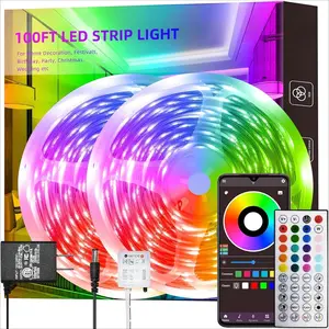 100Ft Smart LED Strip Lights, Dimmable Color Changing by APP and 40Key Controller Indoor led Strip Lights, Sync to Music,led Lights for Bedroom colored led lights bedroom
