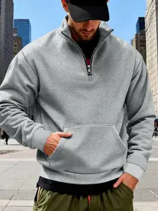 Men's Daily Wear Quarter Zip Sports Shirt, Long Sleeve Pullover, Comfortable and Stylish, Perfect for Casual, Athletic Workout Clothing