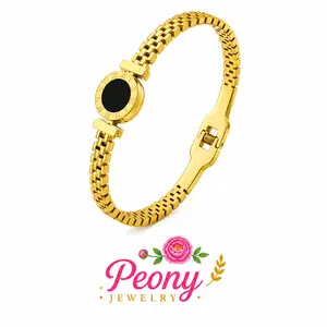 B181/128- Roman Digital Bangle Bracelet with 18K Gold Plated!