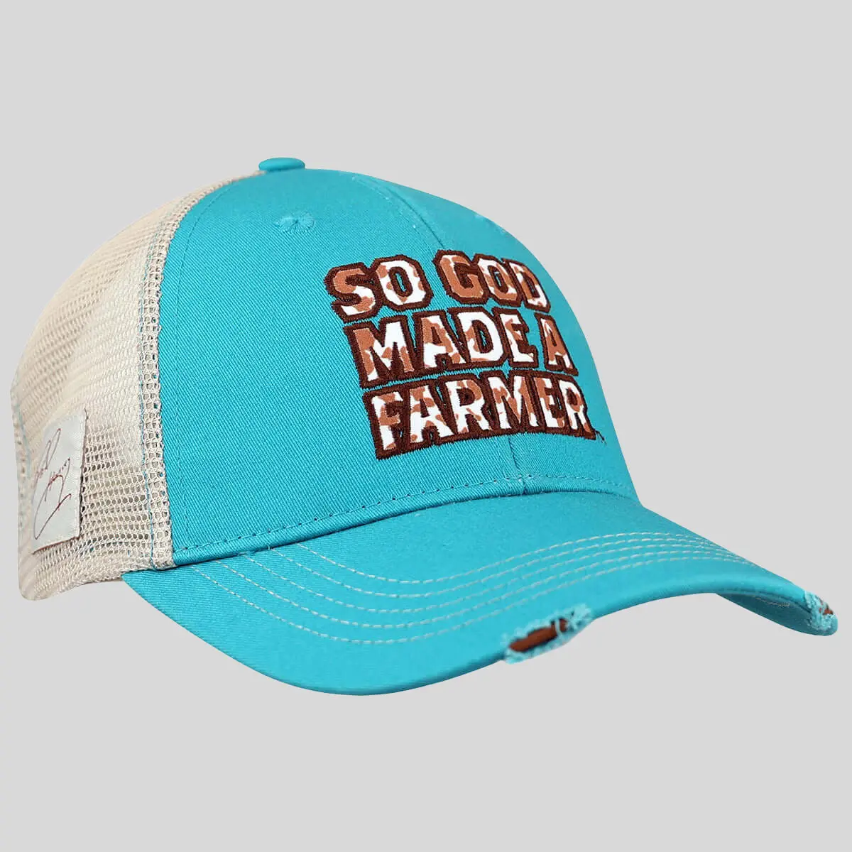 So God Made A Farmer Womens Cap Cowhide Fill, Embroidered Hats, Farmers, Cotton/Poly, Casual Wear, Structured, 100% Cotton Hats, America-Themed Hats