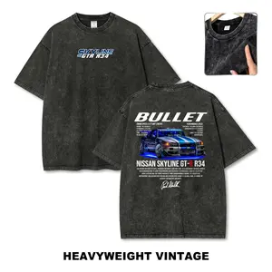 Blue Japanese Legend GTR R34 Vintage Washed Tee 90s Men's Graphic Tee t Shirts Funny Graphic Tee Good Graphic Tees Graphic Tees Streetwear Outfits Men Vacation Outfits Oversized Tshirt Men