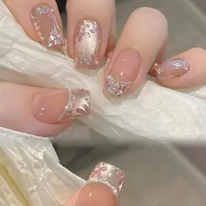 New 2026 Elegant Ballet Style Handmade Floral Nail Stickers: Detachable Stair Step Design, Sweet Spicy Cat Eye, XS S M L Sizes - For Women to Create Perfect Manicure with Long-Lasting Shine