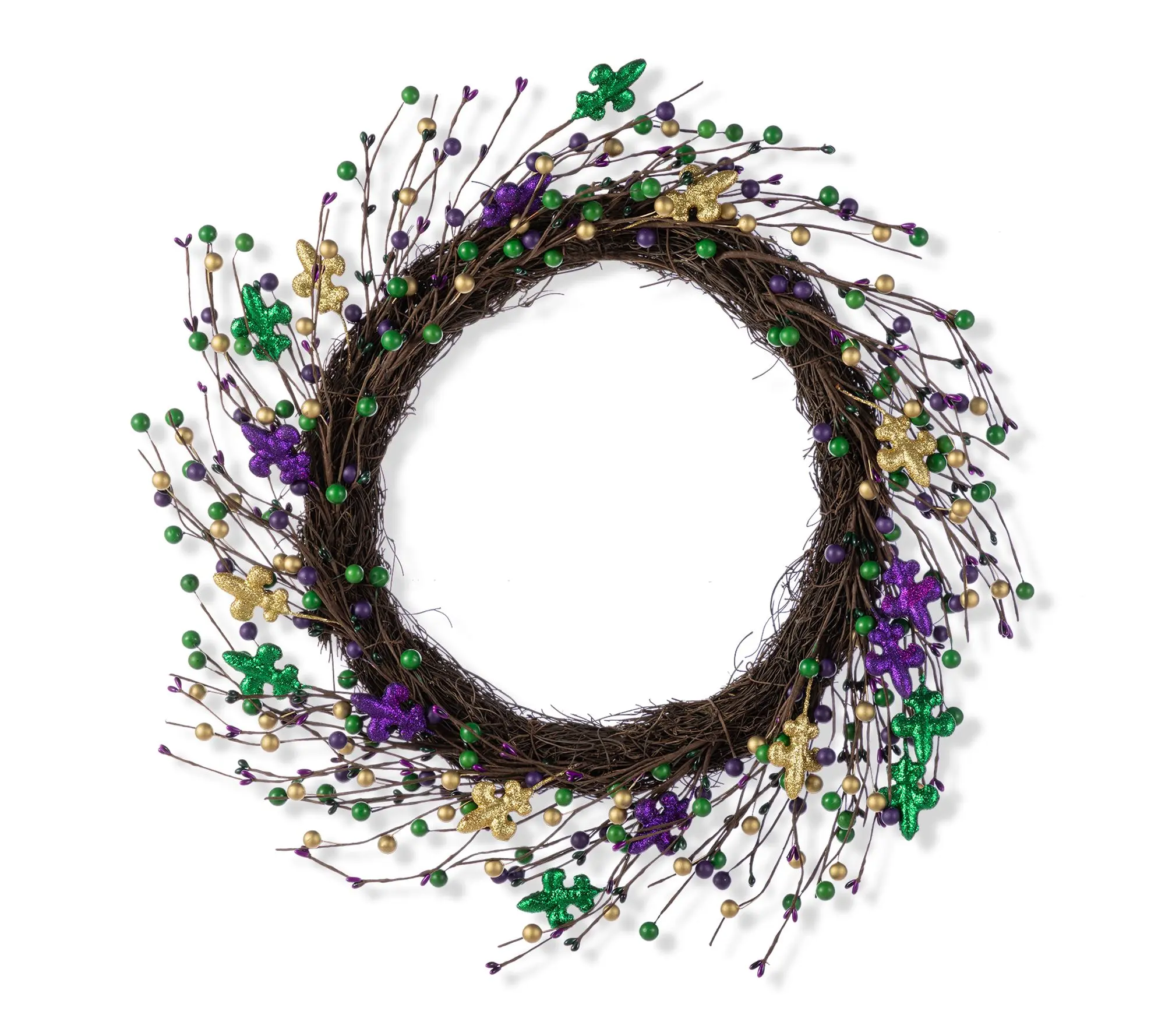 Glitzhome 20"D Mardi Gras Berry & Fleur-de-LisWreath