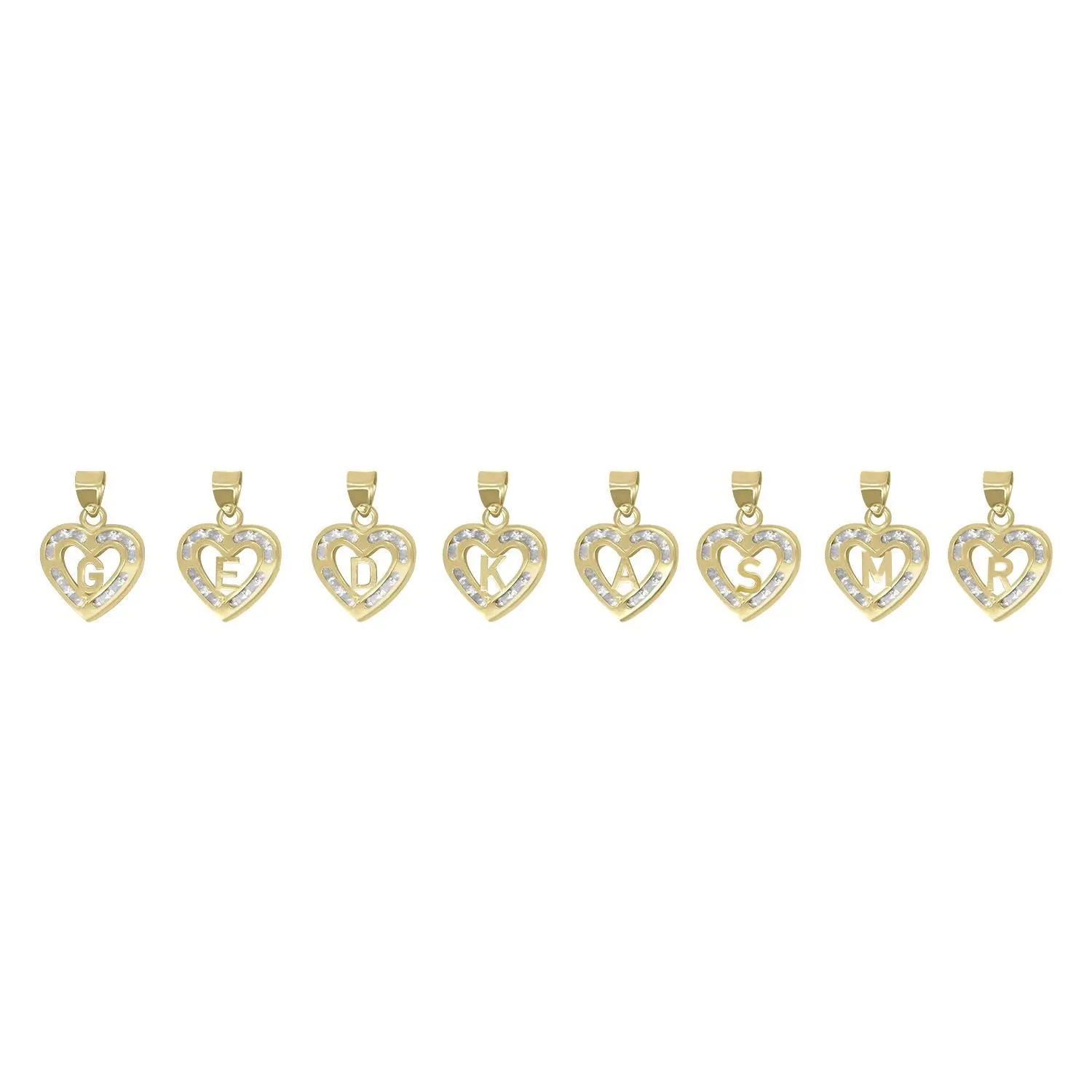 Initials Heart Pendant - 10K Yellow Gold