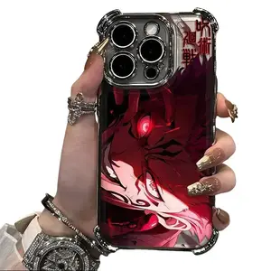 This phone case features the design of Satoru Gojo from the anime "Jujutsu Kaisen," compatible with iPhone 17, 16, 15, 14, and 13. It also includes a four-corner drop protection case.