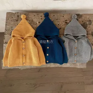 NewSweater Boys and Girls Baby Hooded Jacket Autumn and Winter Sweater Cardigan