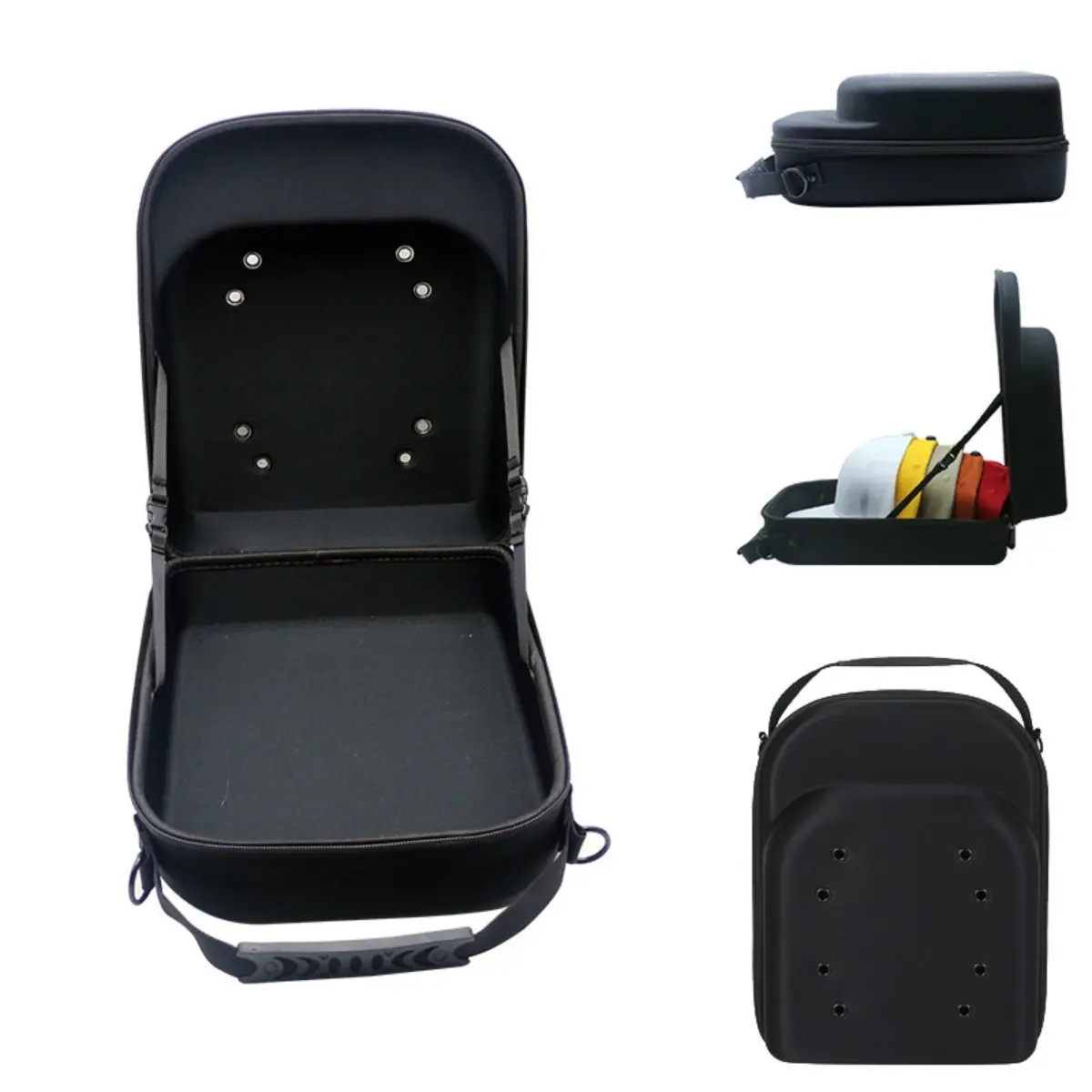 Black Single Crossbody Bags Portable Men's Handbag Tote Travel EVA Bag Waterproof Breathable Zipper Bag Baseball Hat Storage Sports Bag Convenient Carry Bag Stylish Team Bags