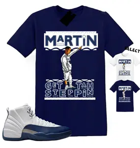 Shirt Matching AJ 12 French Blue 2025 Match Sneaker Sneakerhead Martin T-Shirt, French Blue 12s Shirt Men, Classic Fit, Unisex Top for Everyday Wear, Size S-5XL