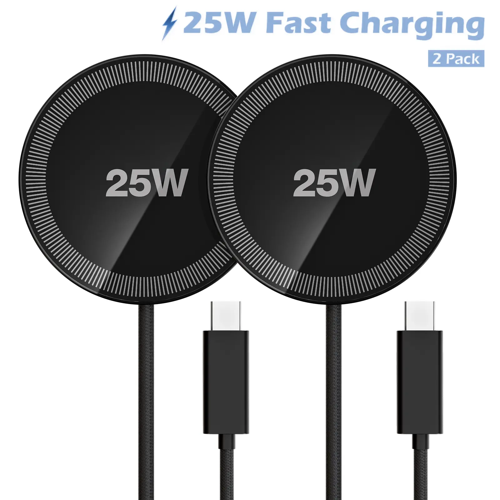 2 in 1 Magnetic Wireless Charger Pad - 25W Qi2.2 Certified, MagSafe Compatible for iPhone 18/17/16/15/14/13/12 Series & AirPods Pro/5/4/3/2, Portable Charging Station (Requires 20-30W+ Adapter)