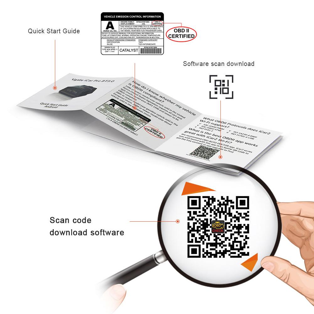 Vgate iCar Pro V2.3 Bluetooth 4.0 OBD2 Code Reader Check Engine Light Car Diagnostic Scan Tool