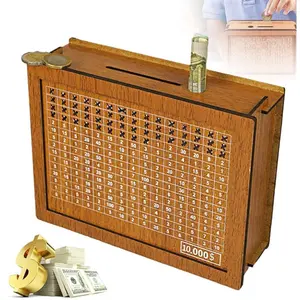 Wooden ATM-Style Electronic Piggy Bank, Trending Savings Box with Built-in Counter, Interactive Money Challenge Toy, Great Home Gift for Kids 3-12 to Learn Saving
