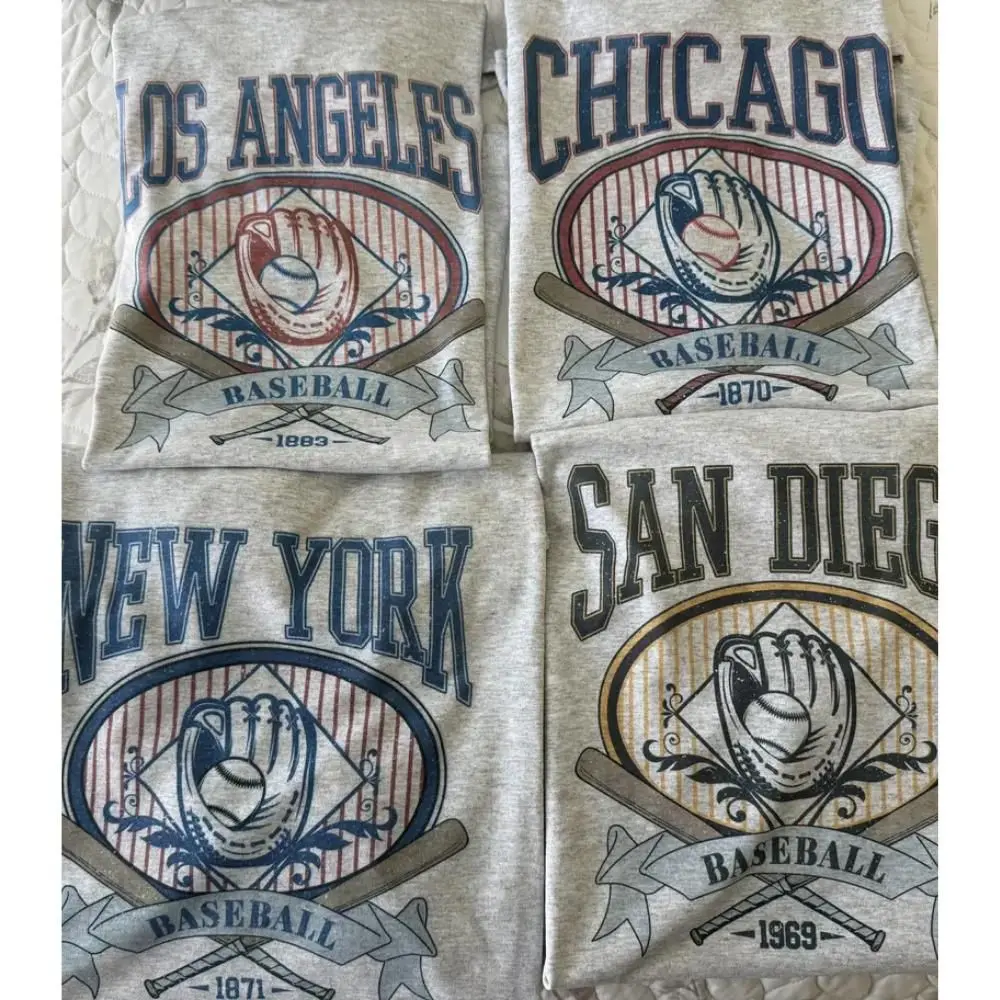 Men's Vintage Baseball Graphic Cotton T-Shirt - Ash Grey, Short-Sleeve, Casual Tops for Sport Wear