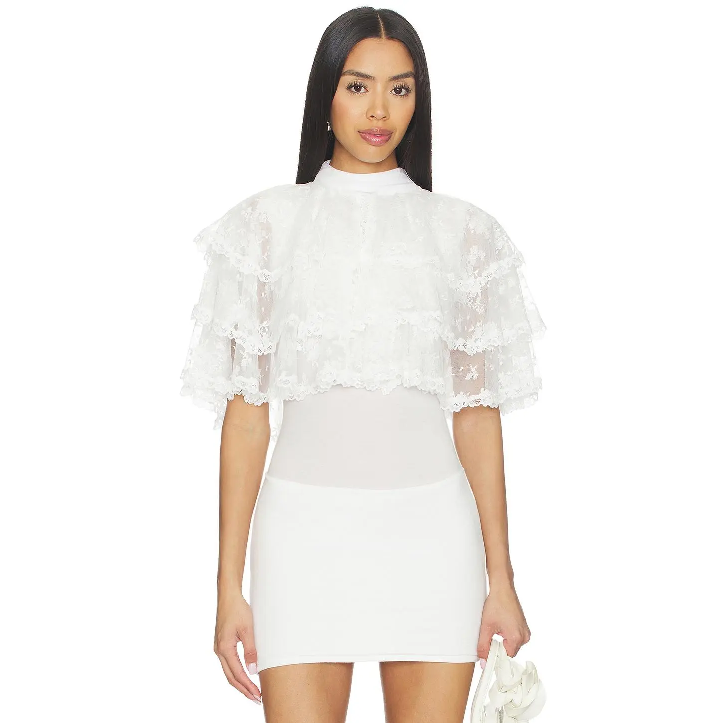 Yuhan Wang Shell Button Lace Bolero in White