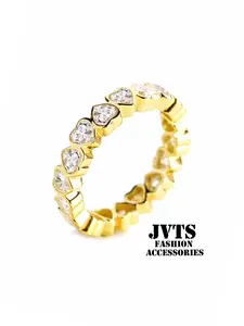Heart-Shaped Cubic Zirconia Ring, Copper Inlaid Zircon, with stones arranged to form a circle, symbolizing eternal love and romance. Suitable for various occasions to wear, making it the perfect Valentine's Day gift, Heart Design Ring, Zircon Jewelry