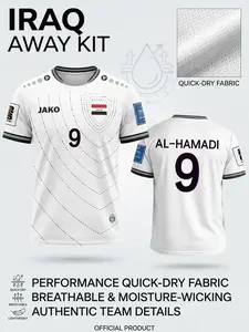 [Full Logo]2026 Iraq National Team Jersey, Moisture-Wicking Dry Soccer Shirt, Advanced Technical Knit Support Gear, Lightweight Breathable Training Top, Breathable Athletic Top 3CV