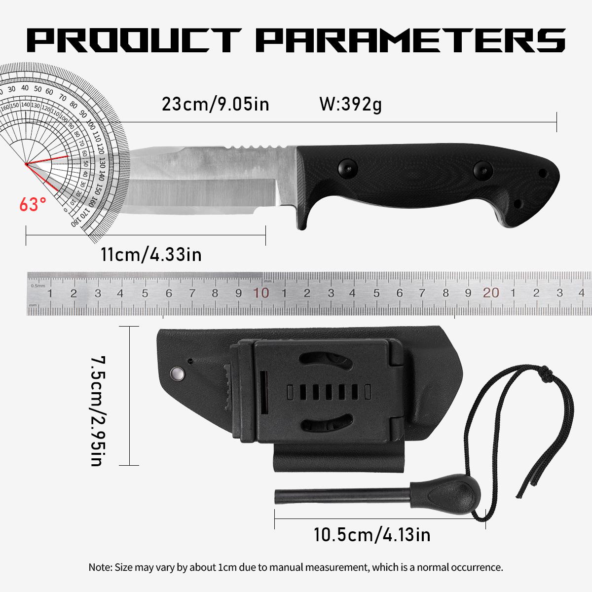Camping Tactical Fixed Blade Utility Knife，Premium Tactical Fixed Blade Knife with Kydex Sheath, Must-Have Gear for Outdoor Adventures