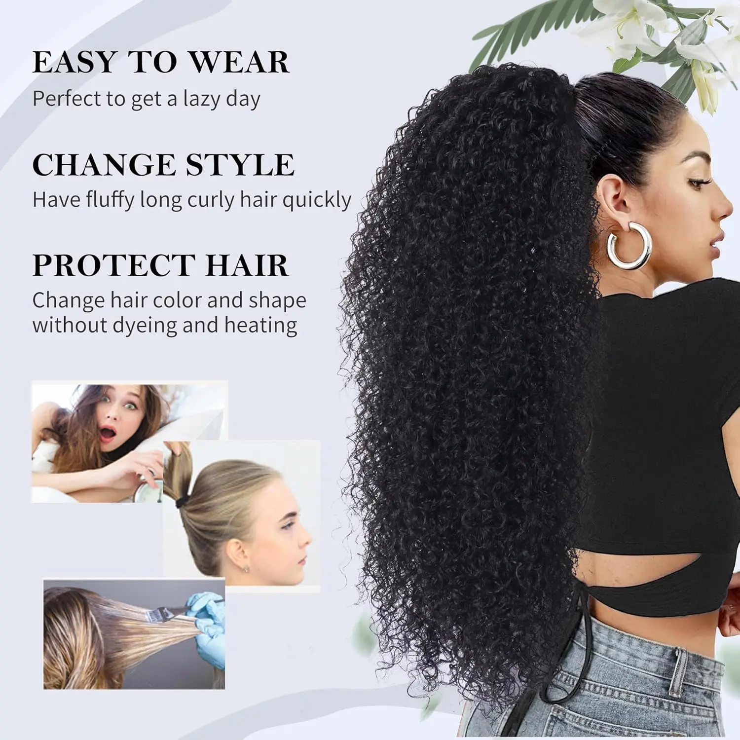 Drawstring Ponytail Extension for Black Women 24Inch Deep 