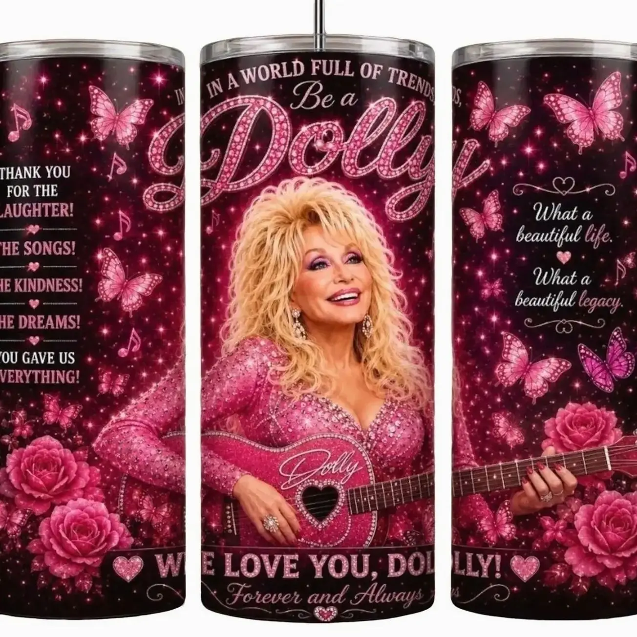Dolly Parton Tumbler 20oz 30oz 40oz , Country Music Lover Gift, Cute Insulated Tumbler