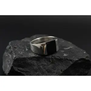 Square Onyx Sterling Silver Unisex Ring