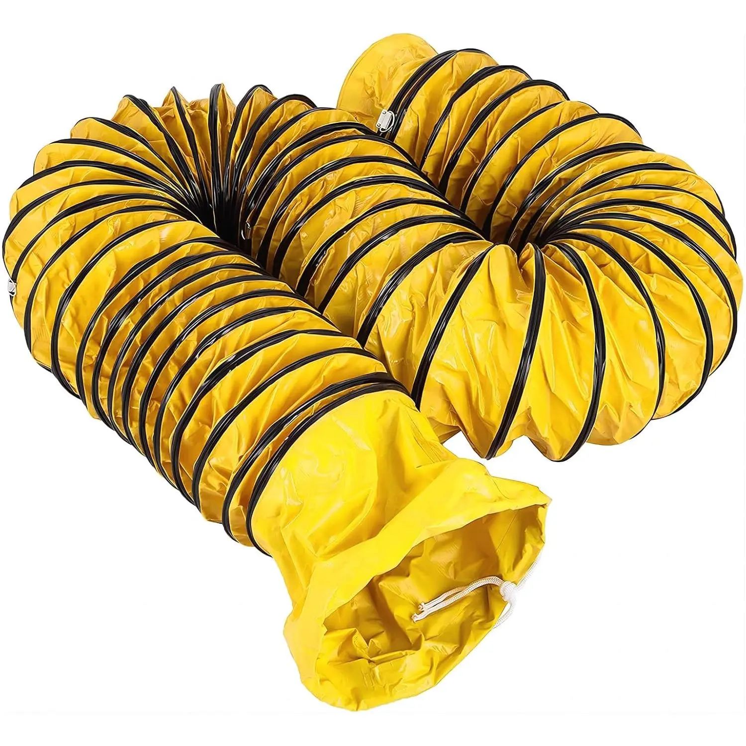 16FT Ducting Hose 10IN PVC Flexible Duct Hosing with Adjustable Rope S Hook & Steel Support for Utility Blower Exhaust Fan (10''x16ft)