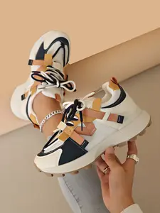 New Women's Thick Sole, Stylish Breathable Mesh Lace-Up Athletic Sneakers, Fashionable Running Shoes for All Seasons, Comfortable Casual Footwear