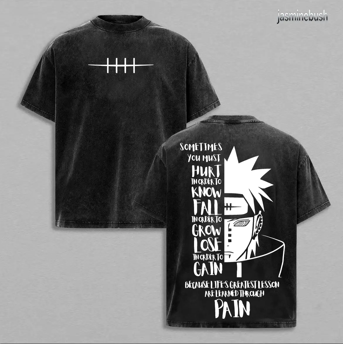 Nagato Pain Naruto Shippuden T-Shirt, Oversized Vintage Washed Anime Graphic Tee, Six Paths Streetwear Retro Top Gift for Anime Lovers