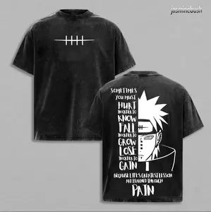 Nagato Pain Naruto Shippuden T-Shirt, Oversized Vintage Washed Anime Graphic Tee, Six Paths Streetwear Retro Top Gift for Anime Lovers